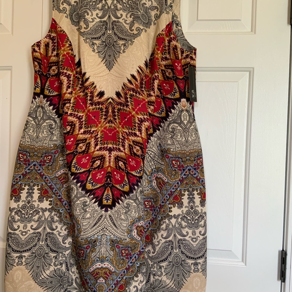 AGB Red and Black Patterned Mini Dress
